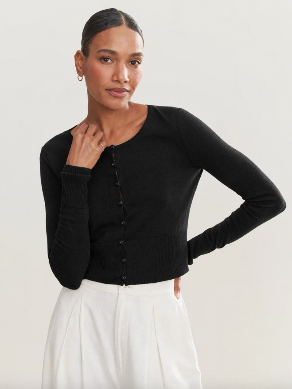 Jenni Kayne Finley Linen Cotton Cardigan Black
